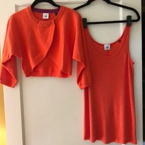CAbi Piccolo Shrug and heather tiger lily tank